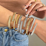 Zircon Stainless Steel Bangle Bracelet for Women