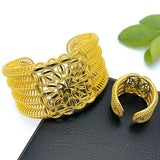 African Cuff Bangle & Ring Dubai Leaf Charm Bracelet