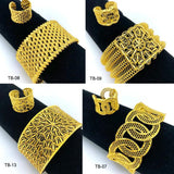 African Cuff Bangle & Ring Dubai Leaf Charm Bracelet