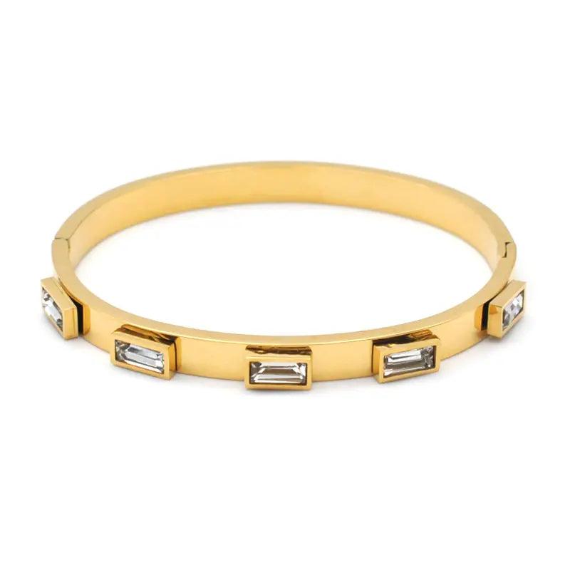 Colorful Crystal Bangles Zircon Cuff Bracelet Wedding Jewelry