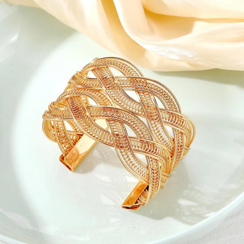 Vintage Cross Braided Open Bracelet for Women