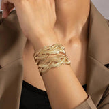 Vintage Cross Braided Open Bracelet for Women