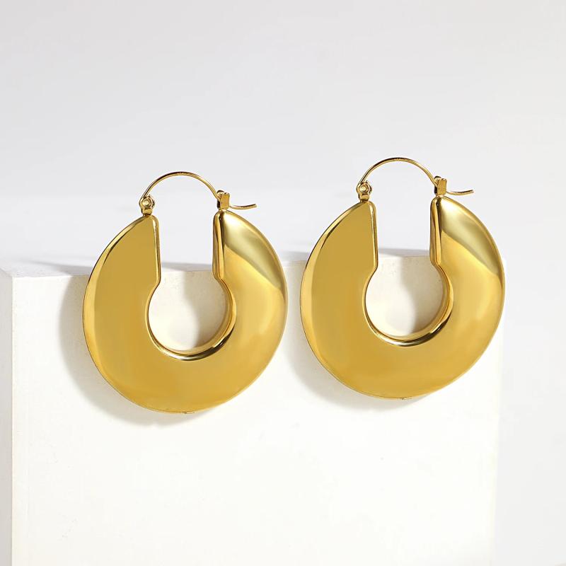 Chunky Hoop Earrings for Women Punk Thick Ear Jewelry