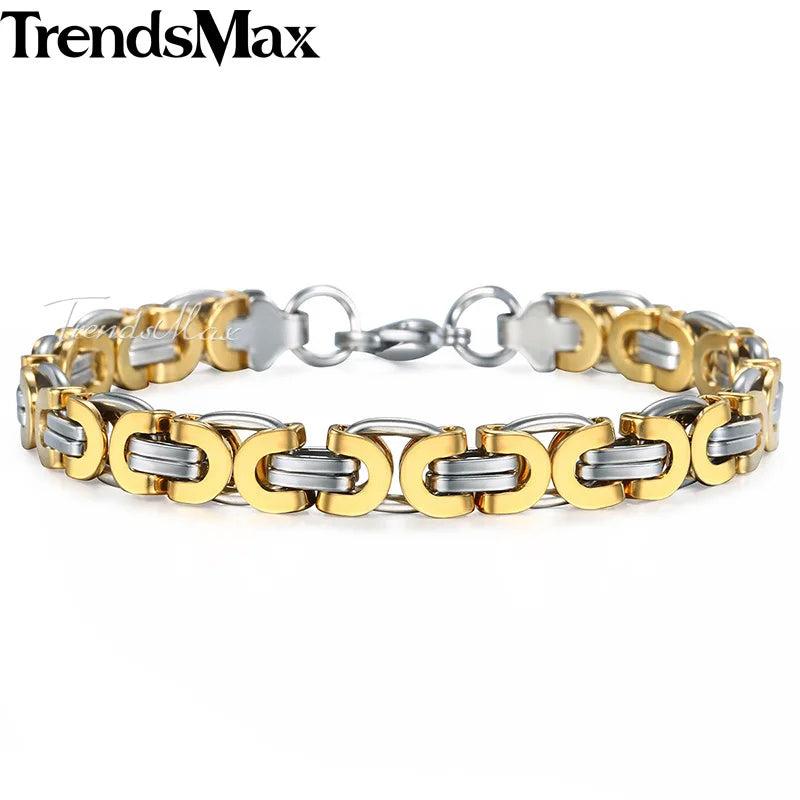 Men's Stainless Steel Byzantine Link Chain Bracelet 9mm