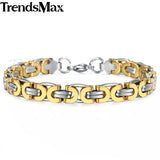 Men's Stainless Steel Byzantine Link Chain Bracelet 9mm