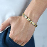 Men's Stainless Steel Byzantine Link Chain Bracelet 9mm