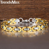Men's Stainless Steel Byzantine Link Chain Bracelet 9mm