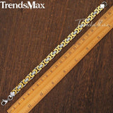 Men's Stainless Steel Byzantine Link Chain Bracelet 9mm