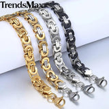 Men's Stainless Steel Byzantine Link Chain Bracelet 9mm