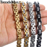Men's Stainless Steel Byzantine Link Chain Bracelet 9mm