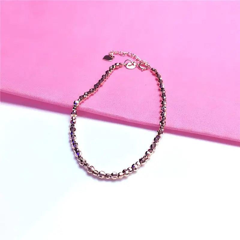 14K Purple Plated Rose Ball Beads Bracelet for Women