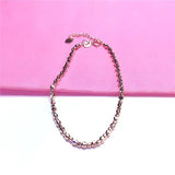 14K Purple Plated Rose Ball Beads Bracelet for Women