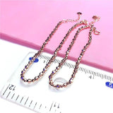 14K Purple Plated Rose Ball Beads Bracelet for Women