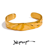 Waterproof Stainless Steel Wide Cuff Bracelet 18K PVD Plated Bijoux