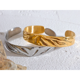 Waterproof Stainless Steel Wide Cuff Bracelet 18K PVD Plated Bijoux