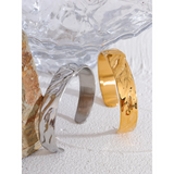 Waterproof Stainless Steel Wide Cuff Bracelet 18K PVD Plated Bijoux