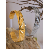 Waterproof Stainless Steel Wide Cuff Bracelet 18K PVD Plated Bijoux