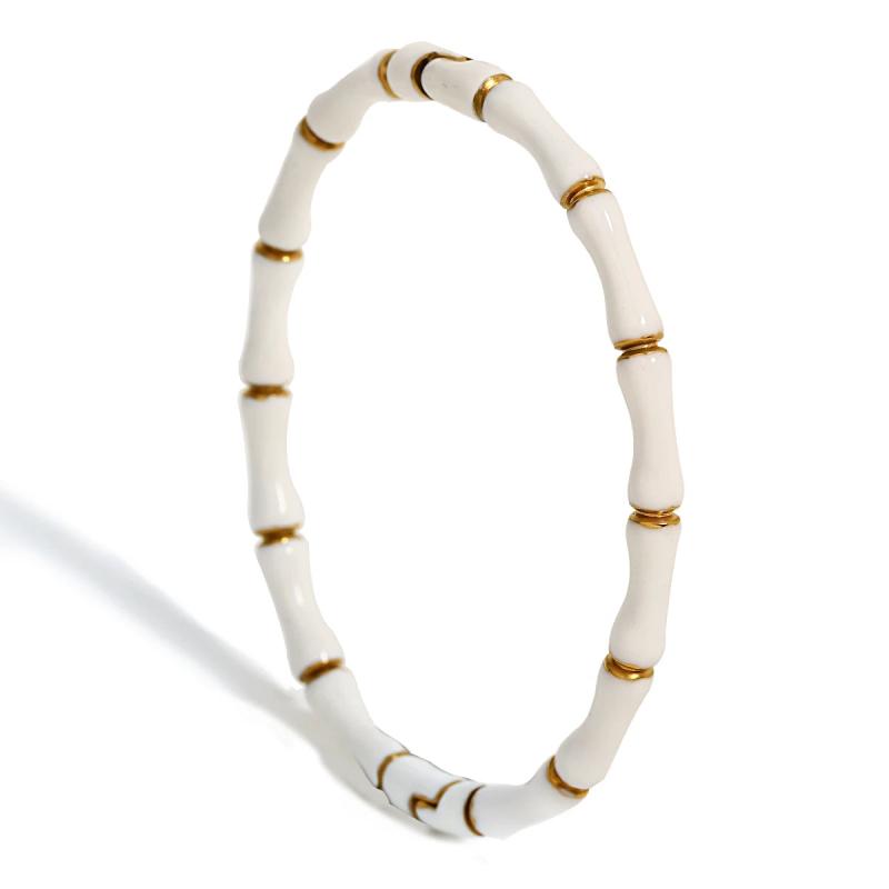 Oval Geometric Stainless Steel Bangle Bracelet for Women