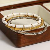 Oval Geometric Stainless Steel Bangle Bracelet for Women