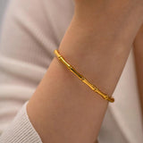 Oval Geometric Stainless Steel Bangle Bracelet for Women