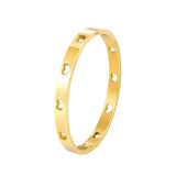 Stainless Steel Openwork Peach Heart Bangle Jewelry for Women