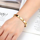 Stainless Steel Openwork Peach Heart Bangle Jewelry for Women
