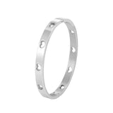 Stainless Steel Openwork Peach Heart Bangle Jewelry for Women