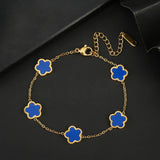 Clover Stainless Steel Botanical Five Leaf Flower Bracelet