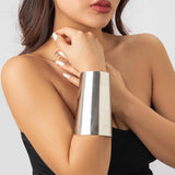 Purui Wide Chunky Cuff Bangle for Women Steampunk Metal Open Bracelet