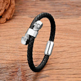 Punk Skull Bracelet Stainless Steel Buckle Leather Bracelet Homme