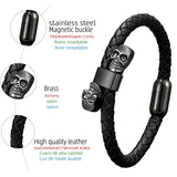 Punk Skull Bracelet Stainless Steel Buckle Leather Bracelet Homme