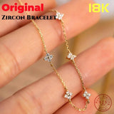 925 Silver Plated Zircon Flower Bracelet for Women