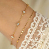 925 Silver Plated Zircon Flower Bracelet for Women