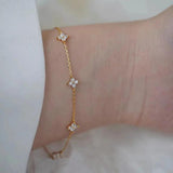 925 Silver Plated Zircon Flower Bracelet for Women