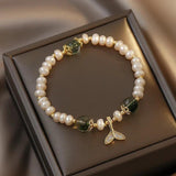 Arrival Fish Tail Pearl & Crystal 14K Filled Charm Bracelet