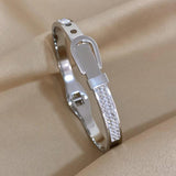 Charm Belt Buckle Pendant Stainless Steel Bangles Bracelets