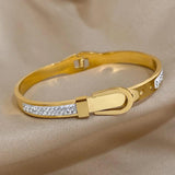 Charm Belt Buckle Pendant Stainless Steel Bangles Bracelets