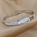 Charm Belt Buckle Pendant Stainless Steel Bangles Bracelets