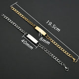Akizoom Punk Engrave Name Custom Bracelets Cuban Chain Stainless Steel