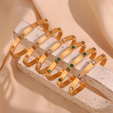 Heart Round Octagonal Star Zircon Clasp Bracelet Stainless Steel Bangles
