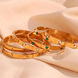 Heart Round Octagonal Star Zircon Clasp Bracelet Stainless Steel Bangles