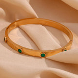 Heart Round Octagonal Star Zircon Clasp Bracelet Stainless Steel Bangles