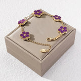 Adjustable Stainless Steel Plant Flower Bracelet Women's Clover