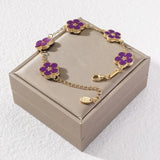 Adjustable Stainless Steel Plant Flower Bracelet Women's Clover
