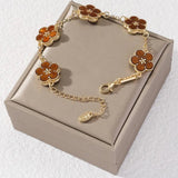 Adjustable Stainless Steel Plant Flower Bracelet Women's Clover