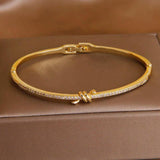 Crystal Thin Open Bangles for Women Delicate Twist Bracelets