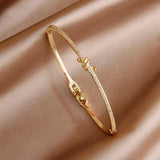 Crystal Thin Open Bangles for Women Delicate Twist Bracelets