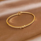 Crystal Thin Open Bangles for Women Delicate Twist Bracelets
