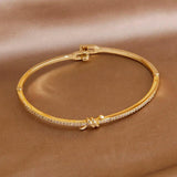 Crystal Thin Open Bangles for Women Delicate Twist Bracelets