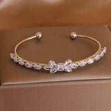 Crystal Thin Open Bangles for Women Delicate Twist Bracelets